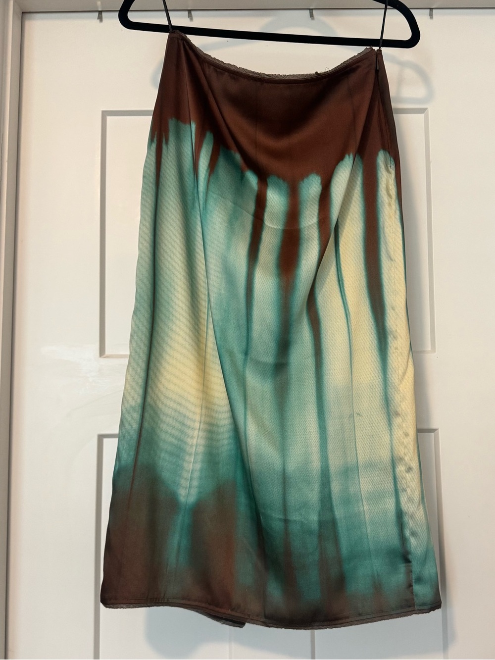 Zara Teal and Brown Tie-Dye Slip Skirt